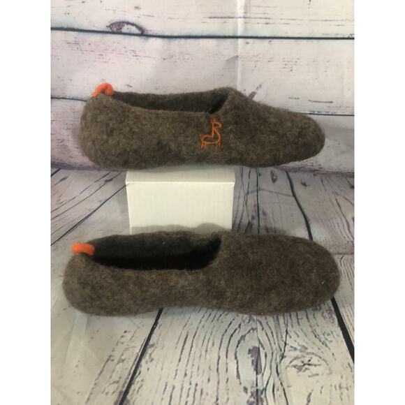 Wildllama Scandinavian felt felted wool slippers in brown size large - Picture 4 of 12